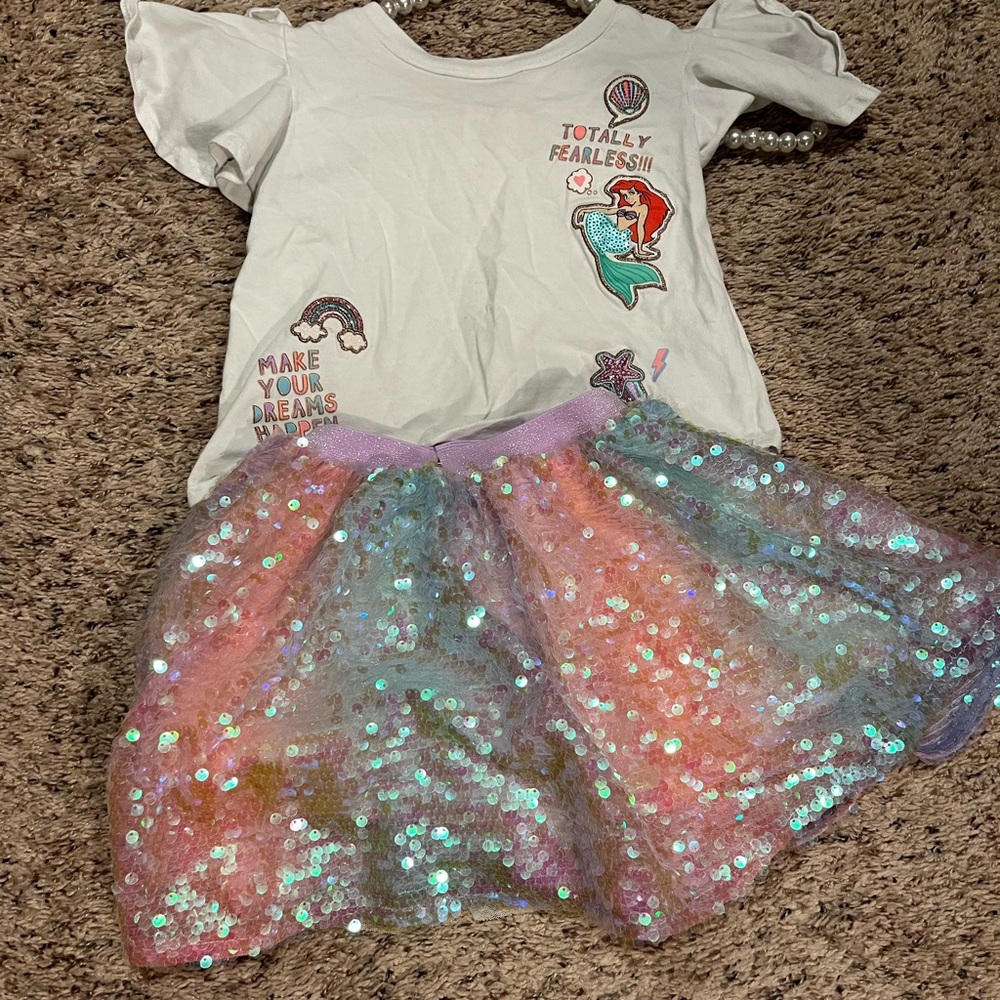 Disney Ariel sequin top and short sleeve shirt